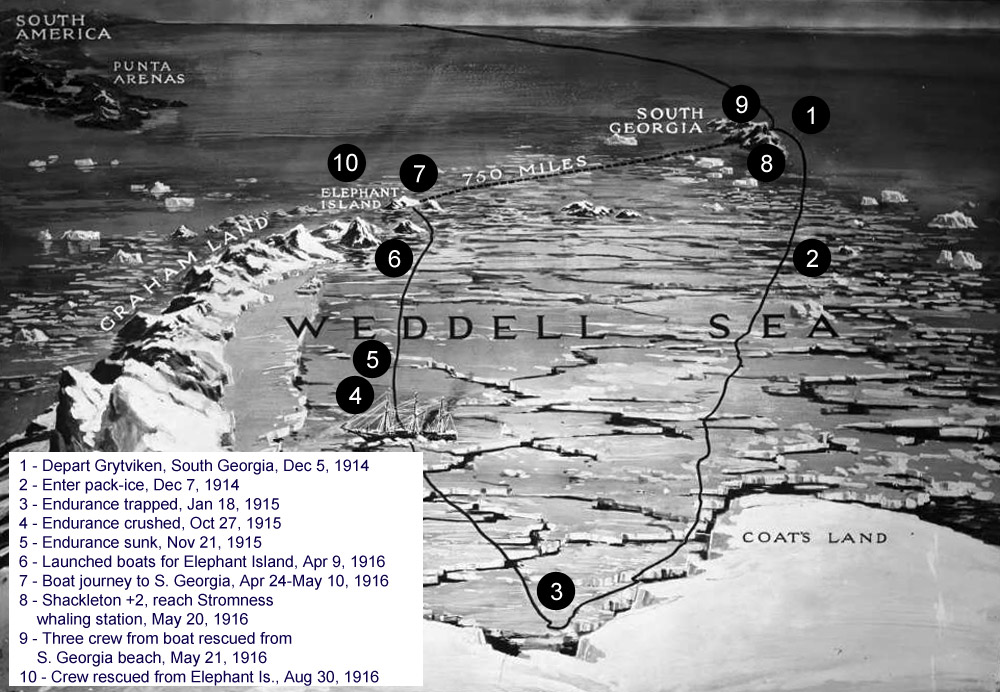 shackleton voyage map